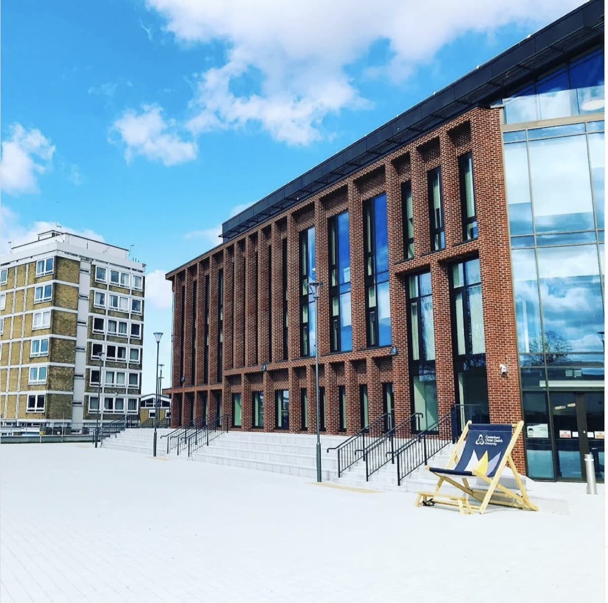 Giant branded deckchair at a university event