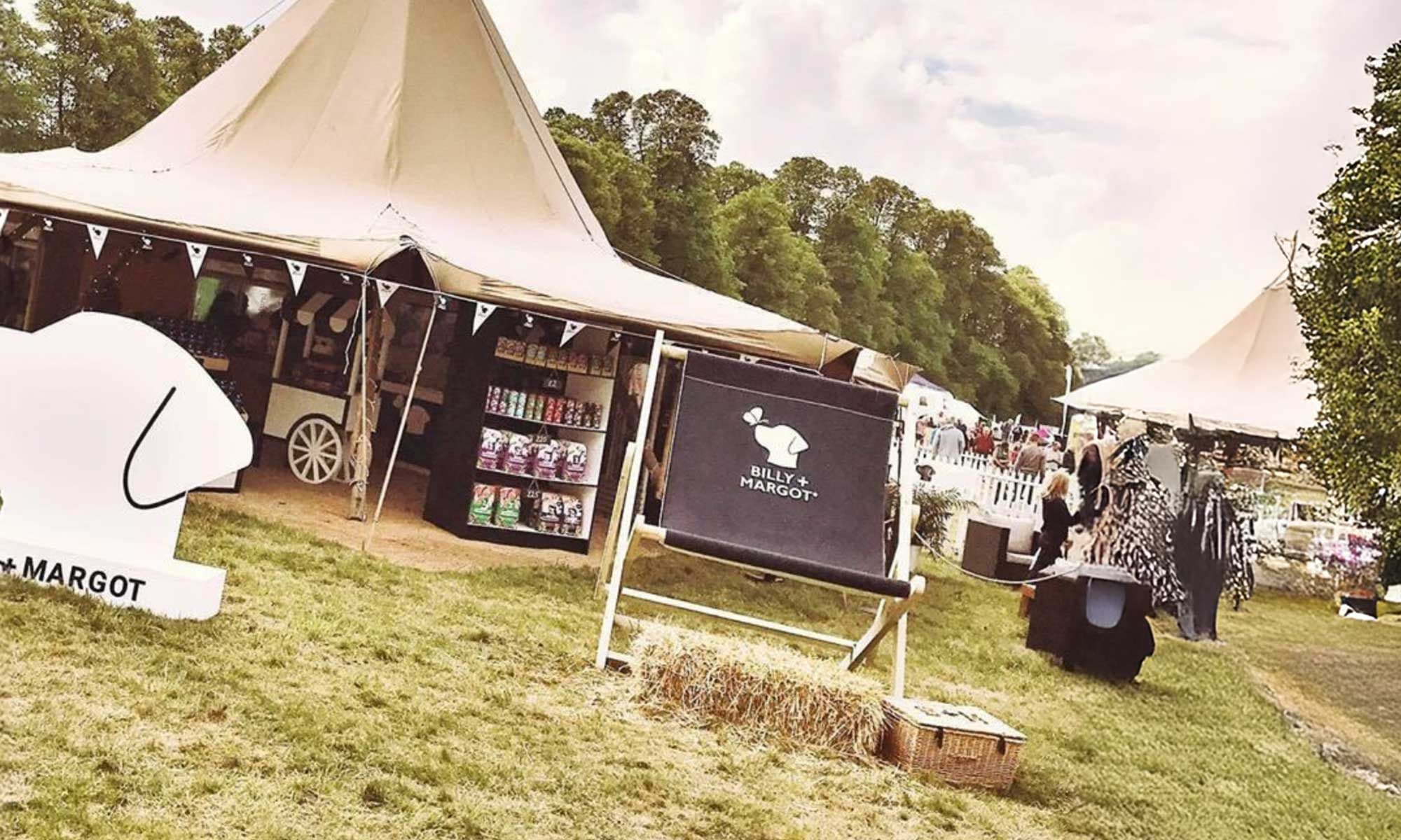 Billy + Margot branded giant deckchair at a festival event