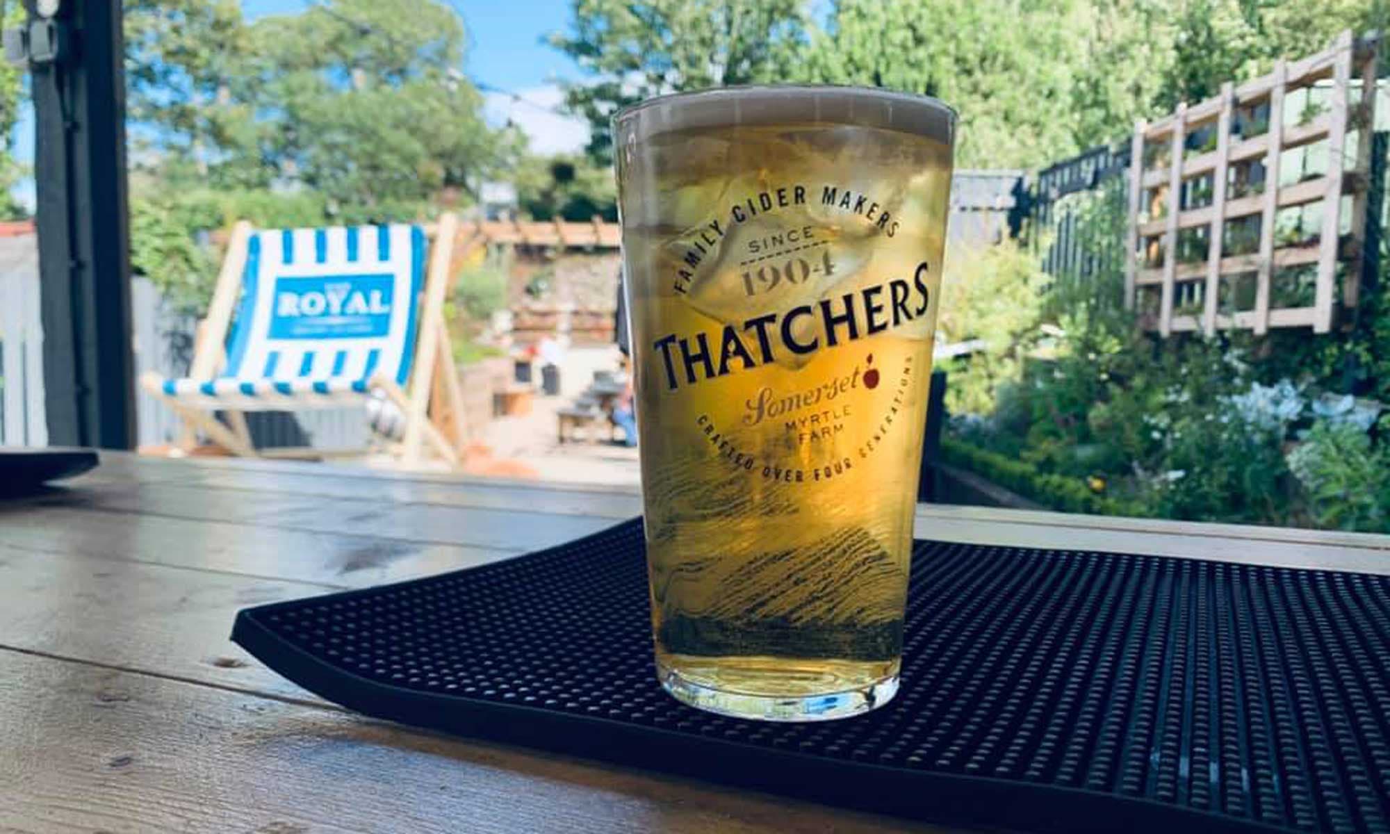 Giant branded deckchair at a craft brewery