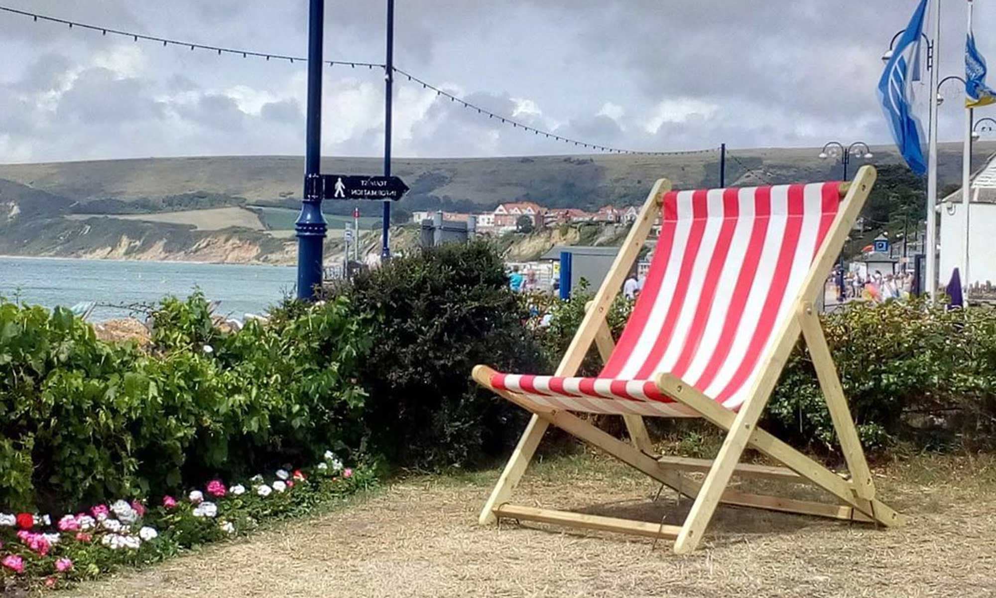 Giant deckchair at a holiday park