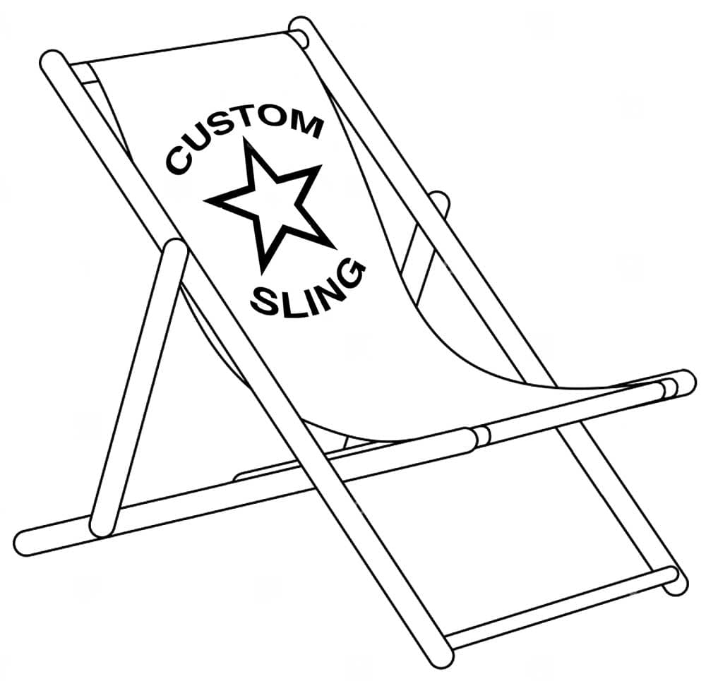 Giant deckchair with branded sling - front view